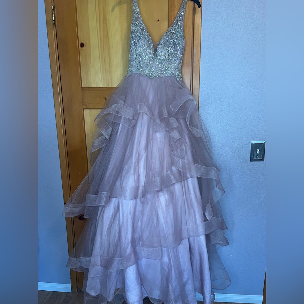 XS Embroidered Lavender Prom Dress